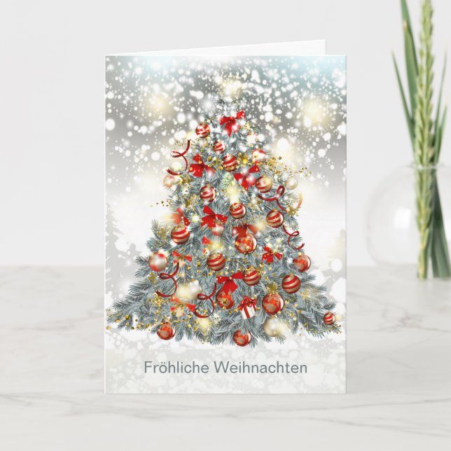 Cartes Pour Fêtes Annuelles Arbre de Noël, baubles allemand (Devant)