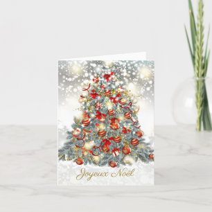 Cartes Pour Fêtes Annuelles Arbre de Noël, baubles français