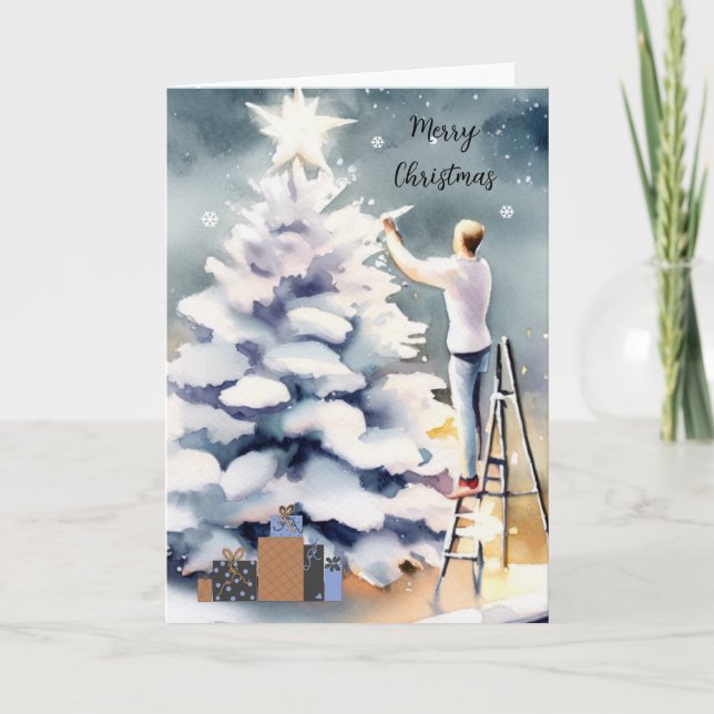 Cartes Pour Fêtes Annuelles Arbre de Noël blanc (Devant)