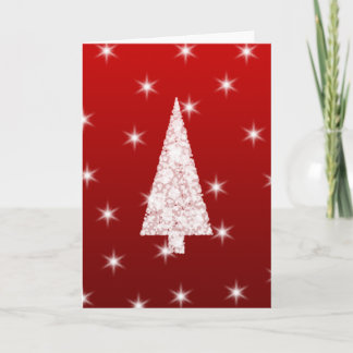 Cartes Pour Fêtes Annuelles Arbre de Noël blanc avec des étoiles sur le rouge