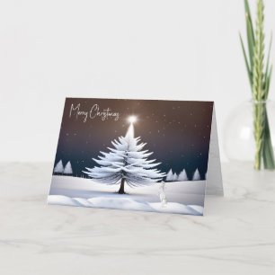 Cartes Pour Fêtes Annuelles Arbre de Noël blanc avec lapin