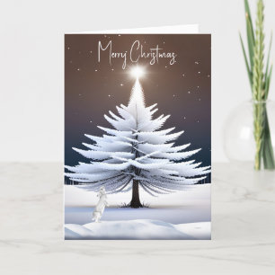Cartes Pour Fêtes Annuelles Arbre de Noël blanc avec lapin