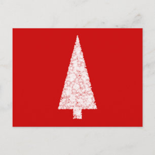 Cartes Pour Fêtes Annuelles Arbre de Noël blanc. En rouge. Moderne.