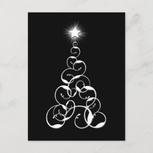 Cartes Pour Fêtes Annuelles Arbre de Noël blanc et noir