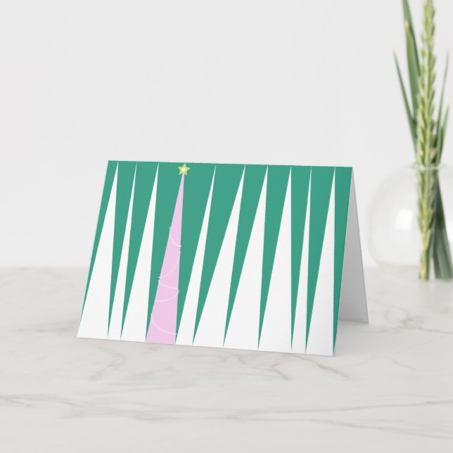 Cartes Pour Fêtes Annuelles Arbre de Noël blanc mignon (Devant)