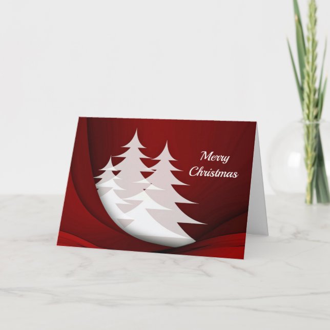 Cartes Pour Fêtes Annuelles Arbre de Noël blanc moderne (Devant)