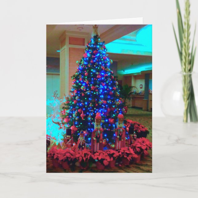 Cartes Pour Fêtes Annuelles Arbre de Noël bleu (Devant)