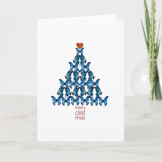 Cartes Pour Fêtes Annuelles Arbre de Noël bleu de papillon