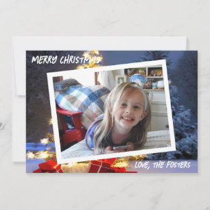 Cartes Pour Fêtes Annuelles Arbre de Noël bleu et or Photo Fêtes de fin d'anné