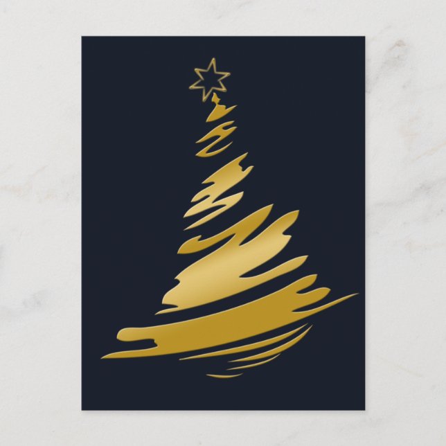 Cartes Pour Fêtes Annuelles Arbre de Noël bleu or (Devant)