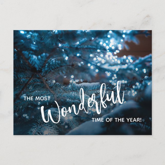 Cartes Pour Fêtes Annuelles Arbre de Noël bleu plat (Devant)