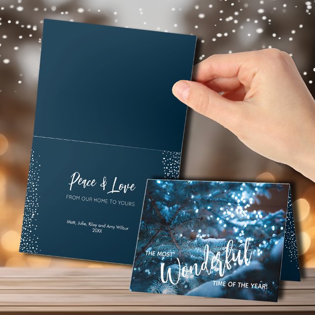 Cartes Pour Fêtes Annuelles Arbre de Noël bleu plié (Créateur téléchargé)