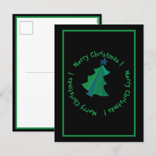 Cartes Pour Fêtes Annuelles Arbre de Noël bleu vert moderne en noir