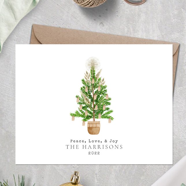 Cartes Pour Fêtes Annuelles Arbre de Noël Boho Macrame (Créateur téléchargé)