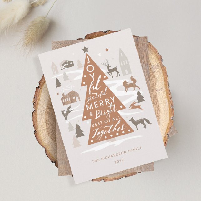 Cartes Pour Fêtes Annuelles Arbre de Noël Bois Animaux & Cosy Village (Créateur téléchargé)