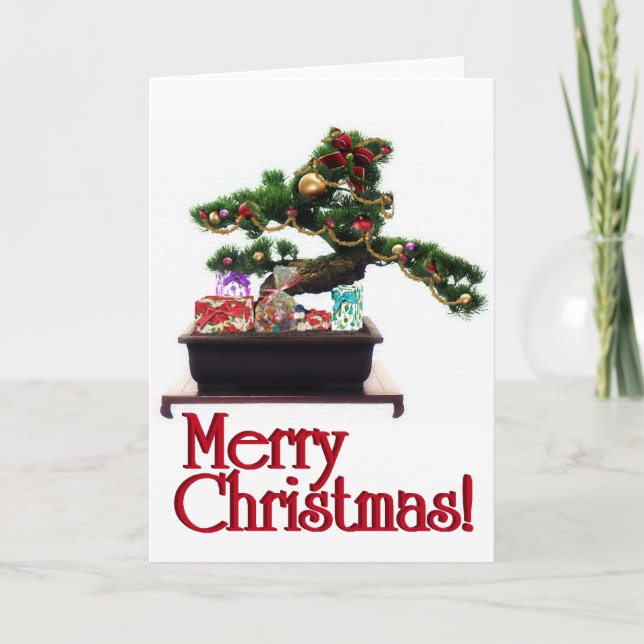 Cartes Pour Fêtes Annuelles Arbre de Noël Bonsai (Devant)