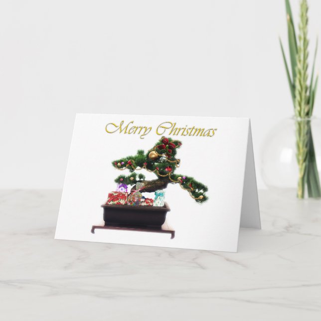 Cartes Pour Fêtes Annuelles Arbre de Noël Bonsai (Devant)
