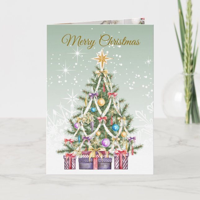 Cartes Pour Fêtes Annuelles Arbre de Noël, cadeaux Photo (Devant)