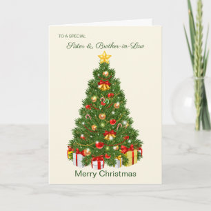 Cartes Pour Fêtes Annuelles Arbre de Noël, cadeaux, Soeur et Frère en Droit
