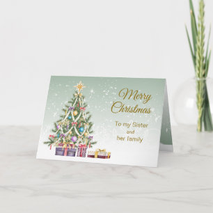Cartes Pour Fêtes Annuelles Arbre de Noël, cadeaux, Soeur & sa famille