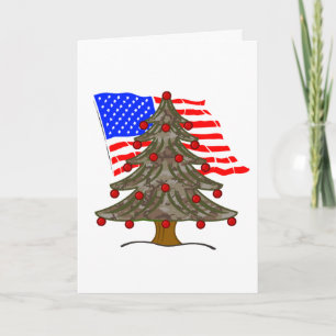 Cartes Pour Fêtes Annuelles Arbre de Noël Camion avec drapeau américain