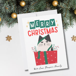 Cartes Pour Fêtes Annuelles Arbre de Noël Chat Drôle 2 Photo Meowy Personnalis