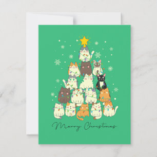 Cartes Pour Fêtes Annuelles Arbre de Noël Chat Lumières
