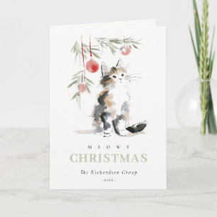 Cartes Pour Fêtes Annuelles Arbre de Noël Chat Mignon Logo d'Entreprise Félin