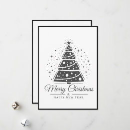 Cartes Pour Fêtes Annuelles Arbre de Noël chic élégant noir et blanc