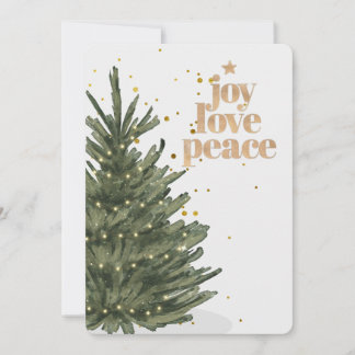 Cartes Pour Fêtes Annuelles Arbre de Noël Chic Script Or Pailleté Non Photo