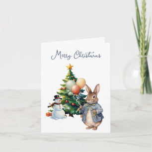 Cartes Pour Fêtes Annuelles Arbre de Noël classique de lapin
