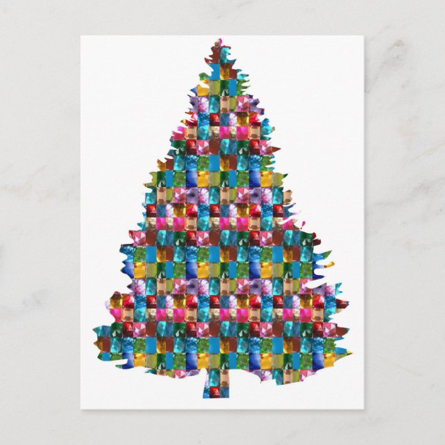 Cartes Pour Fêtes Annuelles Arbre de Noël clouté par GEMME :  Joyeux Noël (Devant)