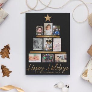Cartes Pour Fêtes Annuelles Arbre de Noël Collage de photos familiales Bilan d