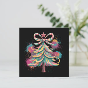 Cartes Pour Fêtes Annuelles Arbre de Noël Coquette Coloré Prépa Rose Noël