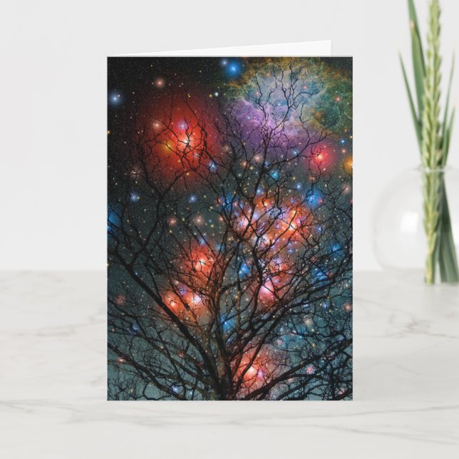 Cartes Pour Fêtes Annuelles Arbre de Noël cosmique (Devant)