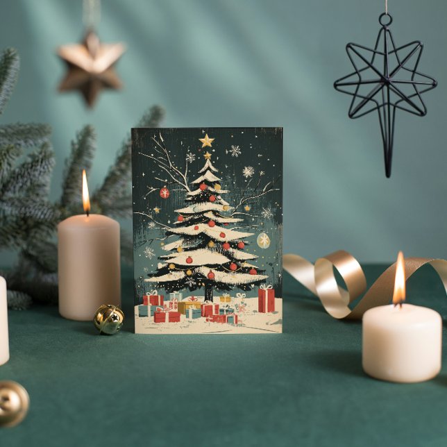 Cartes Pour Fêtes Annuelles Arbre de Noël couvert de neige - Boîtes cadeaux (Créateur téléchargé)