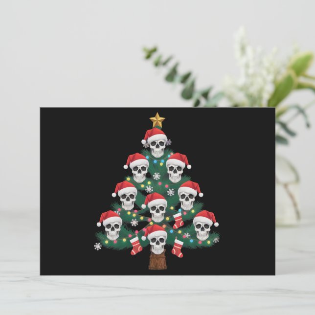 Cartes Pour Fêtes Annuelles Arbre de Noël crâne Pijama squelette cool Santa  (Debout devant)