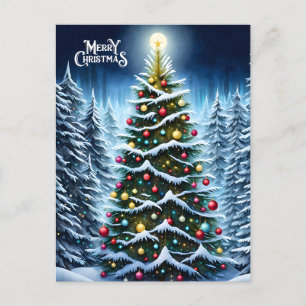 Cartes Pour Fêtes Annuelles Arbre de Noël dans la forêt d'hiver