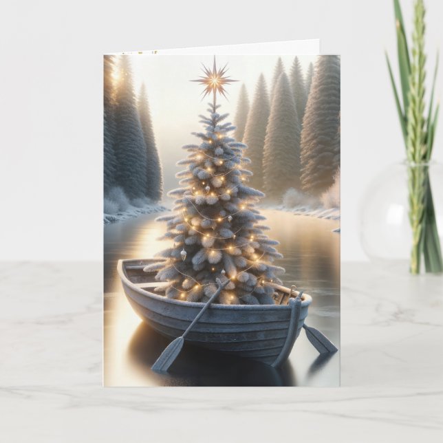 Cartes Pour Fêtes Annuelles Arbre De Noël Dans Le Vieux Bateau À Voie (Devant)