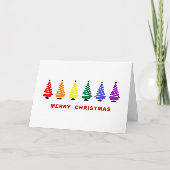 Cartes Pour Fêtes Annuelles Arbre de Noël d'arc-en-ciel (Devant)