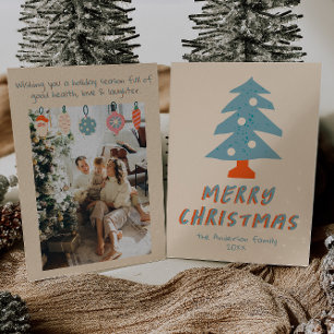 Cartes Pour Fêtes Annuelles Arbre de Noël de Boho vintage tiré à la main