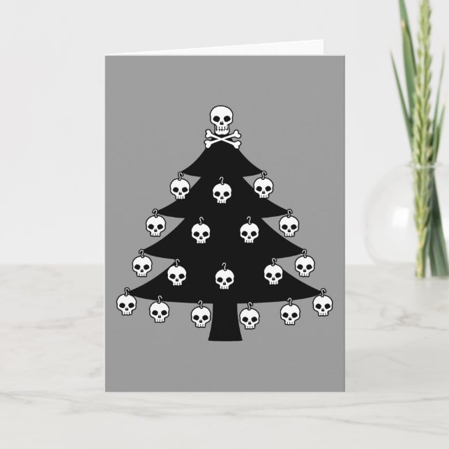 Cartes Pour Fêtes Annuelles Arbre de Noël de crâne (Devant)