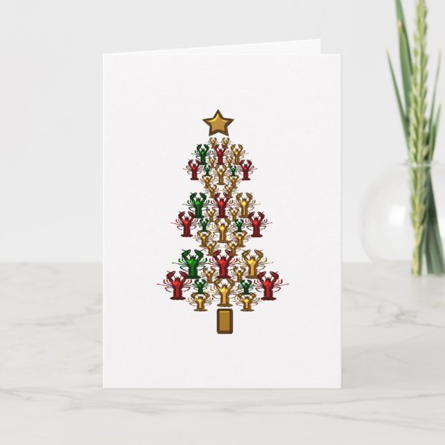 Cartes Pour Fêtes Annuelles Arbre de Noël de homard d'écrevisses (Devant)