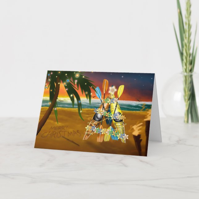 Cartes Pour Fêtes Annuelles Arbre de Noël de Kayak - Tropical (Devant)