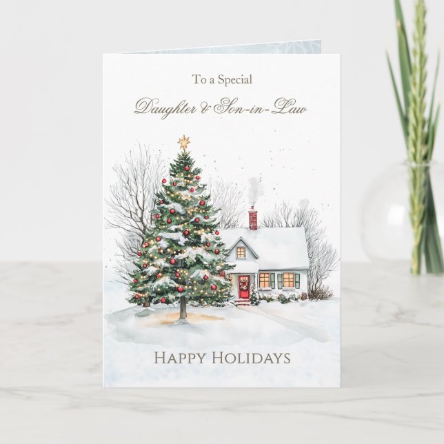 Cartes Pour Fêtes Annuelles Arbre de Noël de la fille et du gendre (Devant)