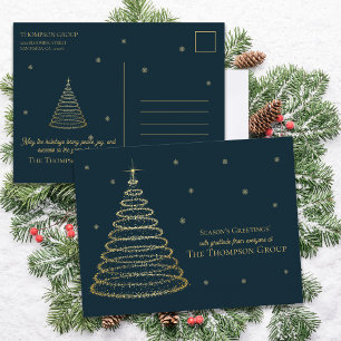 Cartes Pour Fêtes Annuelles Arbre de Noël de l'entreprise Dark Green & Gold