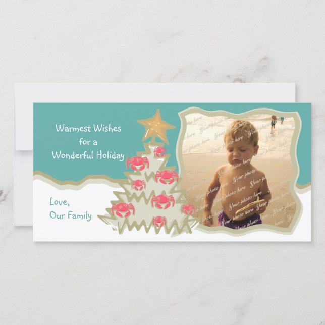 Cartes Pour Fêtes Annuelles Arbre de Noël de plage (Devant)