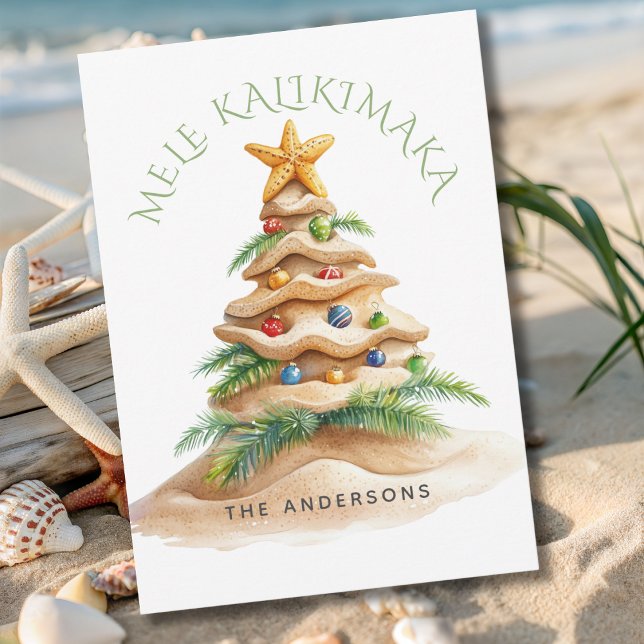 Cartes Pour Fêtes Annuelles Arbre de Noël de plage hawaïen Mele Kalikimaka  (Créateur téléchargé)