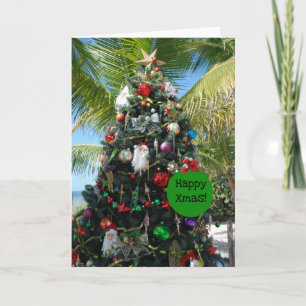 Cartes Pour Fêtes Annuelles Arbre de Noël de plage tropical