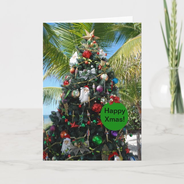 Cartes Pour Fêtes Annuelles Arbre de Noël de plage tropical (Devant)